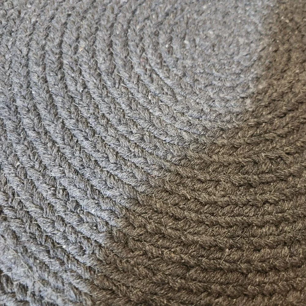 Chardin Home Charcoal Grey Braided Round Placemats 15in Recycled Cotton Set of 6